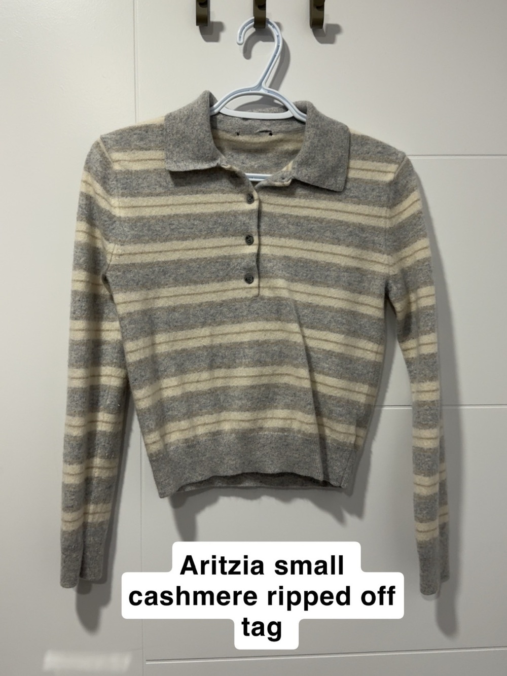 Aritzia Striped Cashmere Polo Sweater
